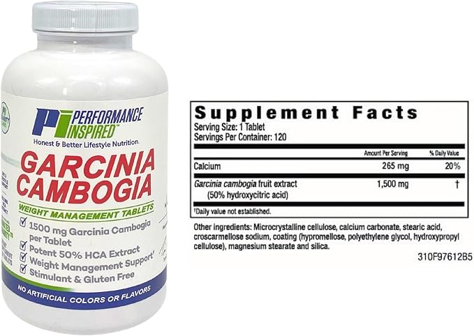 Performance Inspired 1500mg Garcinia Cambogia – Stimulant Free – 120 Count