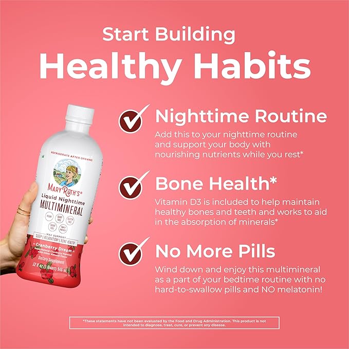 MaryRuth's Women's Multivitamin + Hair Growth Liposomal (Peach) &amp Liquid Nighttime Multimineral (Cranberry) | Clean Label Project Verified® | Vegan | Beauty Bedtime &amp Overall Health