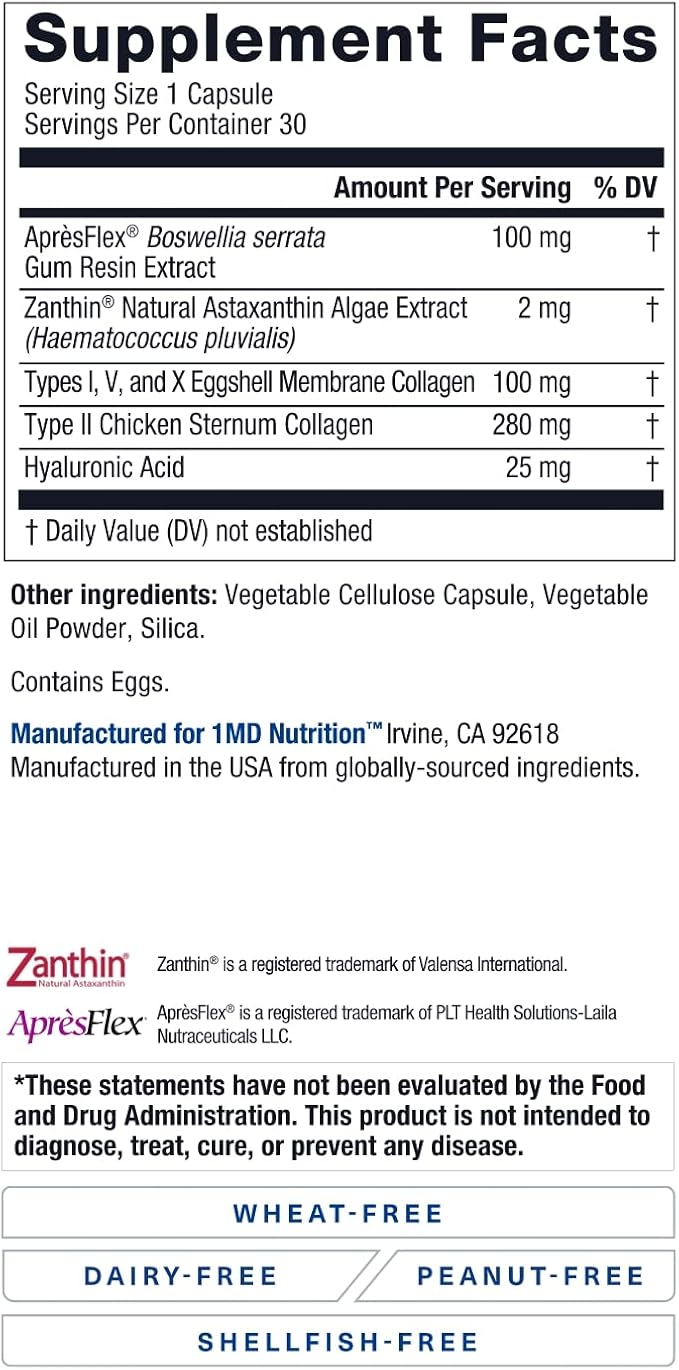 1MD Nutrition MoveMD - Joint Health Supplement - Doctor Formulated | with Collagen Astaxanthin and More | 30 Capsules (3-Pack)
