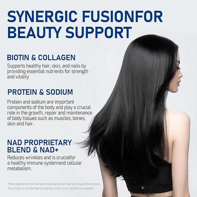 Biotin Supplements for Women &amp Men Biotin Vitamins Supports Healthy Hair &amp Nails Boosts Cellular Energy Focus &amp Healthy Aging1000mg NAD+ 60 Days Supply