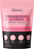 JUST INGREDIENTS Strawberries &amp Cream Protein Powder – 20-Serving Blend with 100% Grass-Fed Whey &amp Organic Plant Proteins – Real Strawberry Flavor – Supports Muscle Recovery Energy*