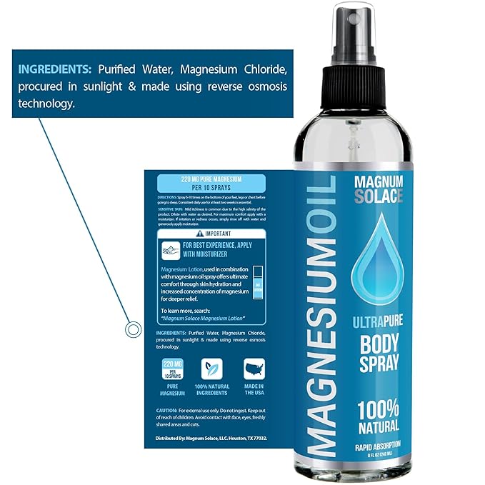 Pure Magnesium Oil Spray &amp Magnesium Bath Flakes (2 Item Bundle)