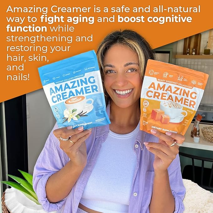 Superfoods Company Amazing Creamer with Collagen - Keto Creamer-Hyaluronic Acid &amp MCT Oil - Brain Boost &amp Curbs Cravings - Supports Healthy Skin &amp Hair - Diet-Friendly [30 Servings] [Salte