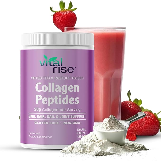 Naturally-Sourced Hydrolyzed Collagen Powder - Hair Skin Nail and Joint Support - Type I &amp III Grass-Fed Collagen Supplement for Women | Non-GMO Dairy-Free | 9.88 Oz (280g) Unflavored