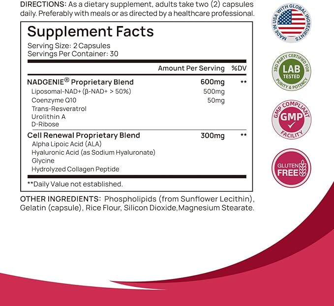 NAD+ Supplement for Women - NMN Alternative with β-NAD+ Trans-Resveratrol CoQ10 D-Ribose - Promotes Cellular Renewal Energy and Radiant Skin Health - 60 Capsules Advanced