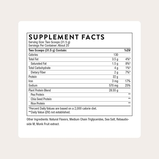 THORNE - Plant Protein - 22 Grams of Vegan Protein Powder - Pea Rice &amp Chia Seed Protein with Complete Amino Acid Profile - NSF Certified for Sport - Vanilla - Gluten-Free - About 20 Servings