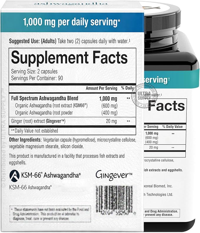 You.Theory Ashwagandha 1000 mg (180 Count. Value Pack) Full Spectrum Root + Extract Capsules