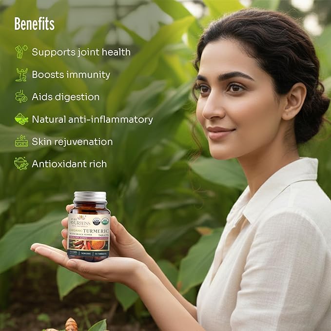Organic Turmeric Tablets with Black Pepper Botanical Blend for Daily Balance and Vitality with Curcumin for Joint Health Immune Support &amp Gut Health Ayurvedic Wellness Formula