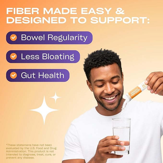 GoBiotix Fiber Supplement Powder with Prebiotics for Digestive Health and GLP-1 Support Soluble Fiber for Gut Health &amp Debloat Keto Vegan Gluten &amp Sugar Free 20 Servings (Travel)