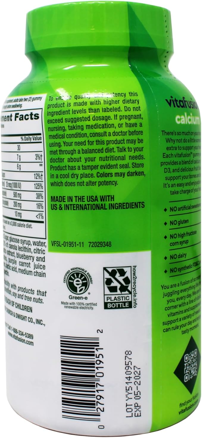 Vitafusion Calcium Gummy Vitamins for Adults 500mg Creamy Swirled Fruits 400 Count