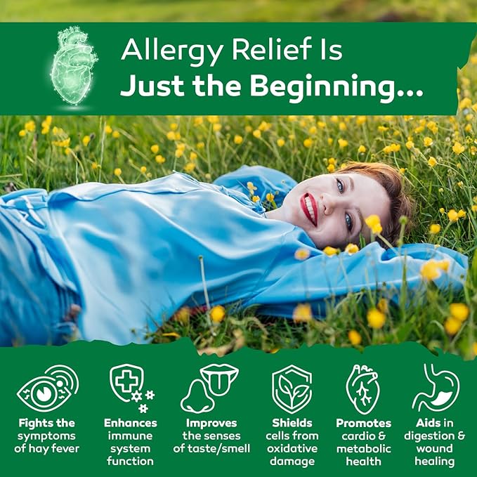 ALLERSOLV Quercetin with Bromelain Advanced Allergy and Immune Complex Non-GMO with Vitamin C and Zinc Stinging Nettle Leaf 500mg Natural Allergy Supplements 90 Veggie Capsules