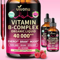 VivoNu 2 - Pack Vitamin B Complex Liquid Drops Vitamin B12 (6000 mcg) B6 B1 B2 B3 B5 and Methylfolate Support Energy Raspberry Flavor Natural Ingredient Non GMO