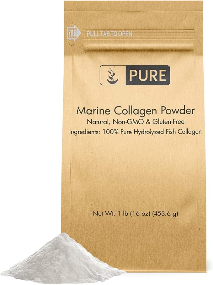 Pure Original Ingredients Marine Collagen Powder (1 lb) Natural &amp Unflavored Protein Peptides Resealable Bag