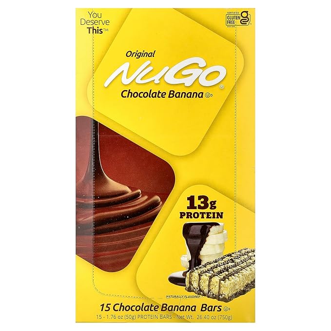 NuGo Nutrition Protein Bars Chocolate Banana 15 Bars 1.76 oz (50 g) Each