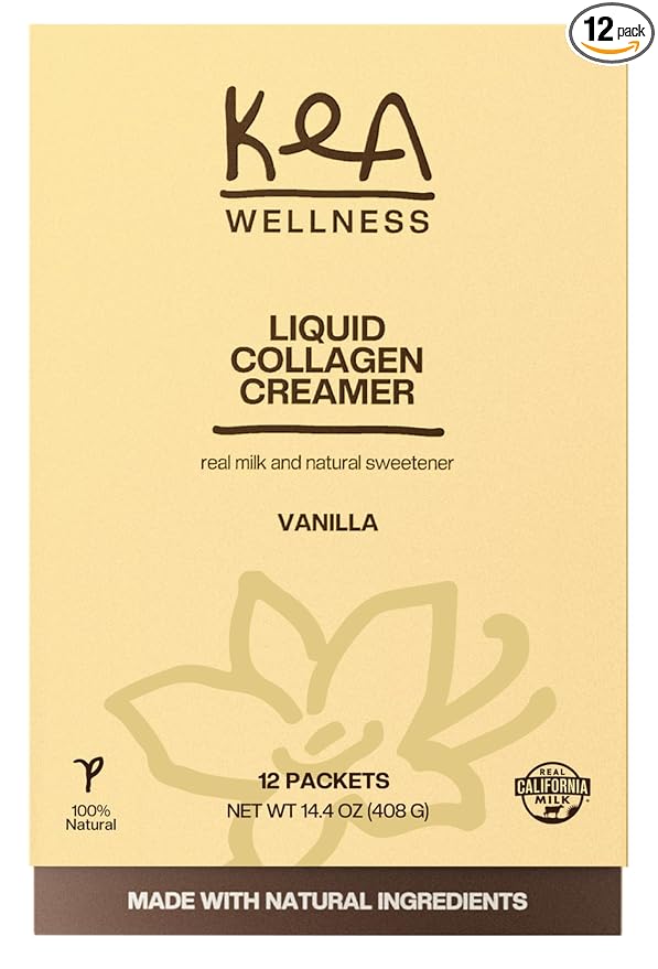 All-Natural Liquid Collagen Coffee Creamer – Premium Bovine &amp Marine Peptides (Types I II III) for Hair Skin Nails Bones &amp Joints – Hydrolyzed Single-Serve 12-Pack – Boost Health &amp