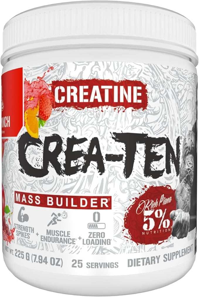5% Nutrition CreaTEN Creatine Complex + Accelerators | Flavored Creatine Powder for Muscle Gain | Max Power Strength Endurance &amp Recovery (Fruit Punch)