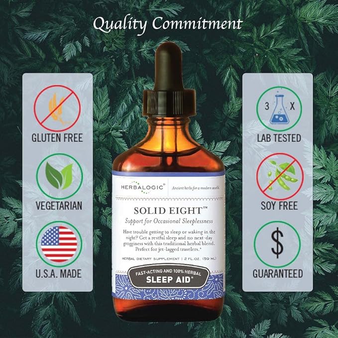 Herbalogic - Solid Eight Liquid Herb Drops - Fast Acting Natural Sleep Aid - Promotes Deep Restful Recuperative Sleep Without Next-Day Grogginess- Does Not Contain Valerian Root - 2 Fl Oz
