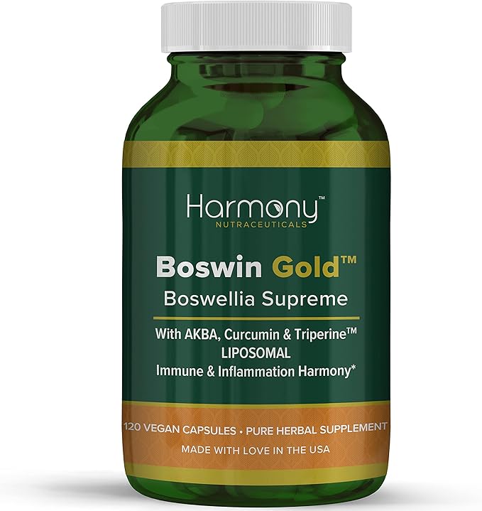 Harmony Nutraceuticals Boswin Gold Liposomal - Highest Potency Maximum Bioactivity Dr. Gumman's Clinical Grade Synergized with Turmeric &amp Triperine