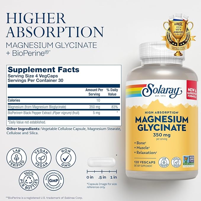 SOLARAY Vitamin D3 K2 and Magnesium Glycinate - Bone Health Bundle - Calcium Absorption Nerve Heart and Immune Support w/ 5000 IU Vitamin D 350mg Chelated Magnesium 60-Day Guarantee 120ct/120ct
