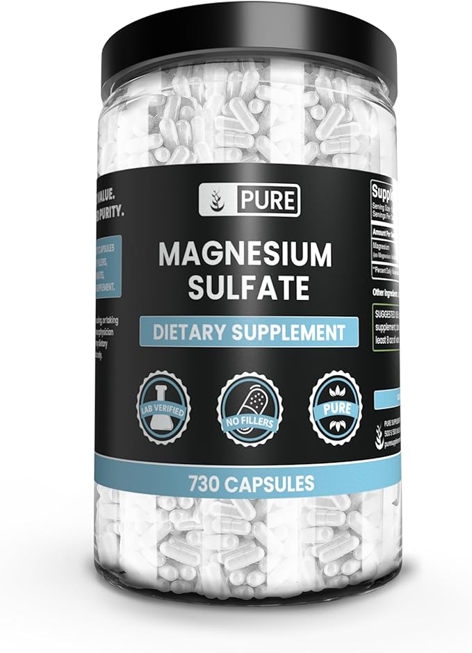 Pure Original Ingredients Magnesium Sulfate (730 Capsules) No Rice Fillers Always Pure Lab Verified