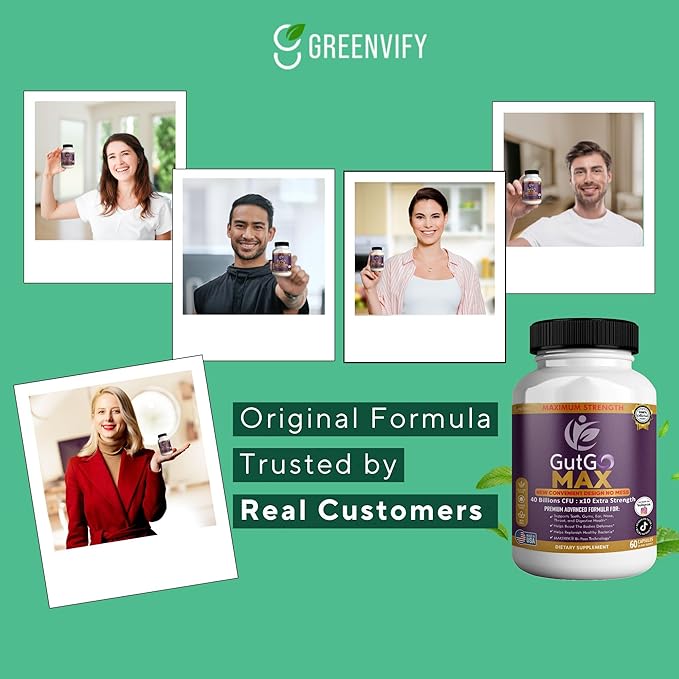 GutGo Max Probiotic Supplement 40 Billion CFU 60 Capsules Maximum Strength Gluten Free Sugar Free (2)