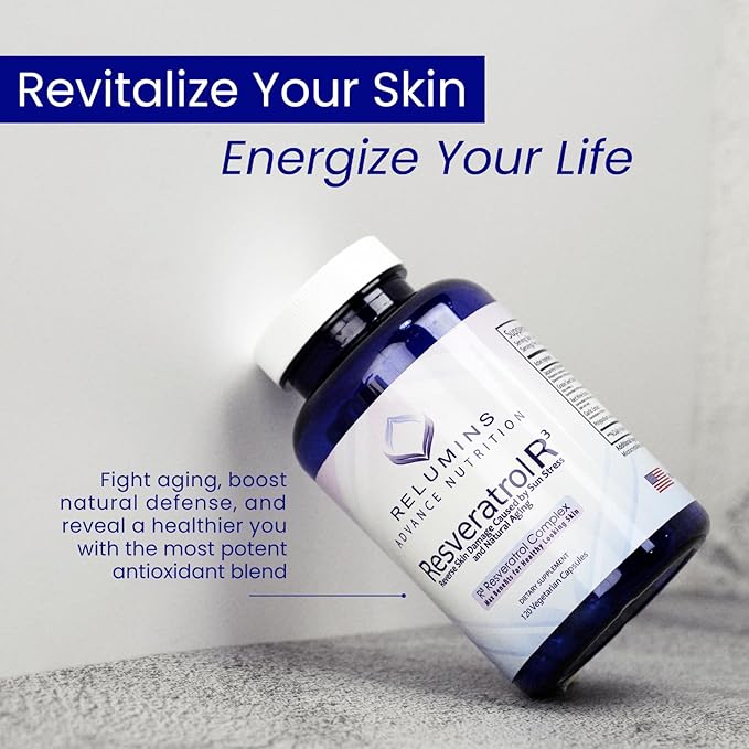 Relumins Resveratrol 600mg Supplement – High-Potency Antioxidant with Grape Seed &amp Red Wine Extract – Supports Skin Heart Health &amp Immune System – 120 Vegan Capsules