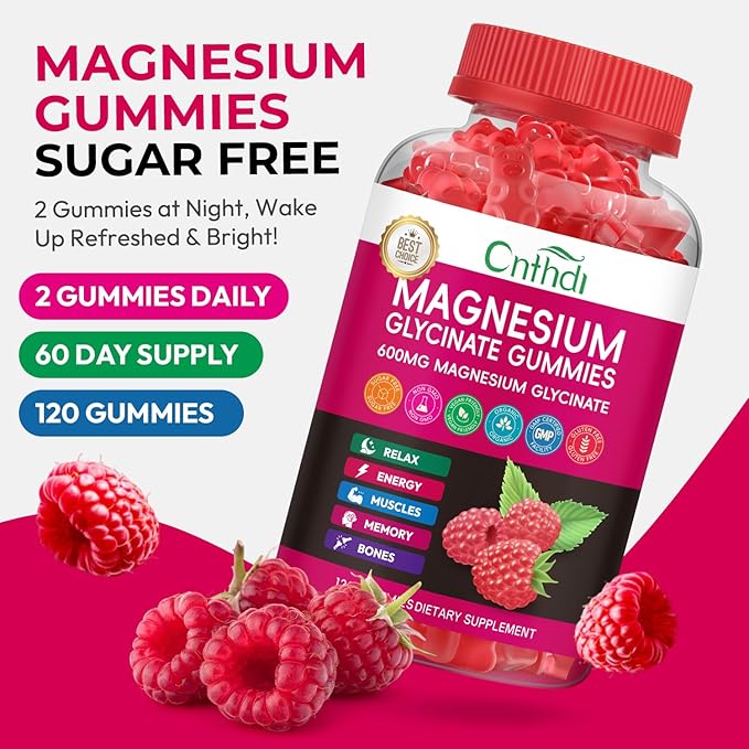 Magnesium Glycinate Gummies 600mg High Absorption Magnesium Gummies Black Currant Oil Calcium Vitamin B6 Sugar Free Chews for Adults &amp Kids Relaxation Stress Relief Night Rest
