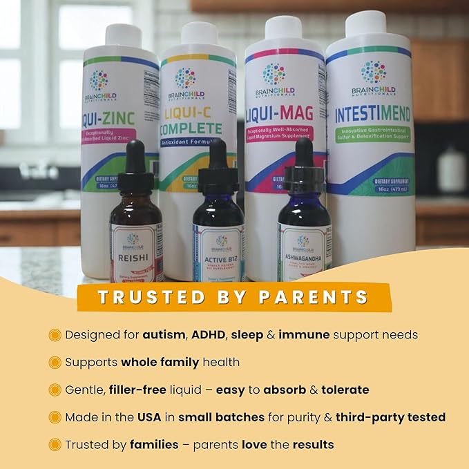 BrainChild B-Complex Liquid - High-Potency Methylated B Vitamins for Energy Stress &amp Mood Non-GMO Vegan Gluten-Free Lemon - 16oz