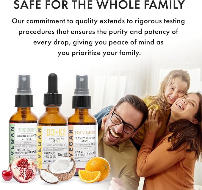 Vitamin C D3 &amp K2 Liquid Zinc Picolinate - Premium Liquid Vitamins - 180 Days Supply - Trio Bundle