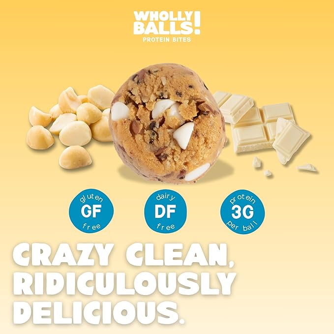 Wholly Balls Protein Bites – Healthy Plant-Based Snack | High Protein Low Sugar Gluten-Free Energy Balls (Pack of 3 Mac Daddy)