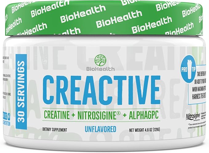 CreActive Creatine HCL + Nootropic + Nitric Oxide - Supports Muscle Performance Cellular Energy Production &amp Cognitive Function (Unflavored)