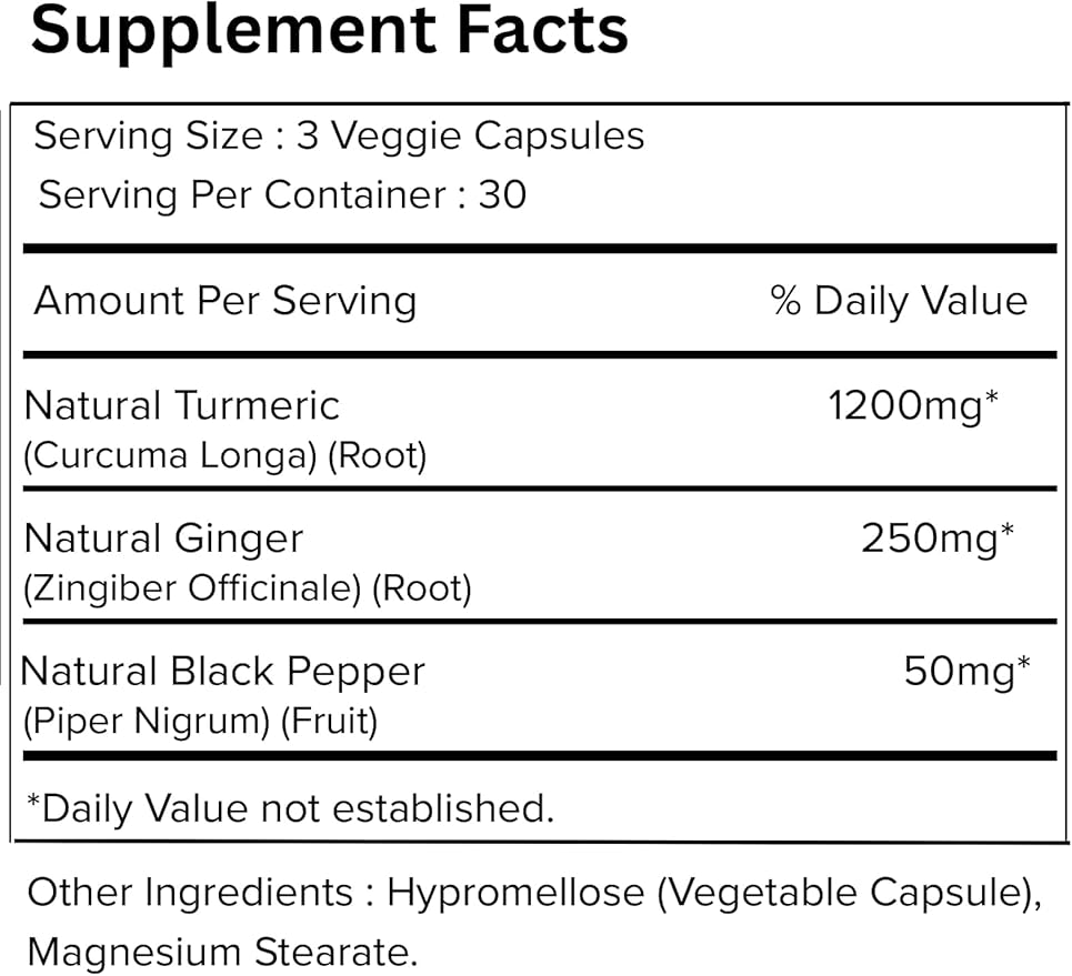 MVVB Turmeric Ginger &amp Black Pepper Capsules – Supports Joint Health Brain Function &amp Immunity |Promotes Health Skin &amp Antioxidant Protection |Enhances Nutrient &amp Reduces Inflammati