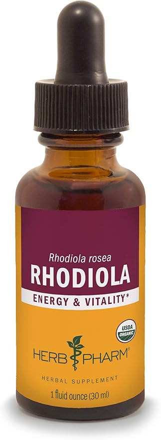 Herb Pharm Ashwagandha &amp Rhodiola Root Extracts for Energy Vitality Endurance &amp Stamina Alcohol-Free Glycerite &amp Organic Cane Alcohol 1 Oz Each