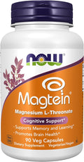 NOW Foods Supplements Magtein™ with patented form of Magnesium (Mg) Cognitive Support* 90 Veg Capsules
