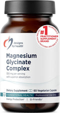 Designs for Health Magnesium Glycinate Complex - Chelated Magnesium Bisglycinate + High Absorption Magnesium for Calming &amp Sleep Heart Health Immune Support &amp Bone Strength - Vegan (60 Capsu