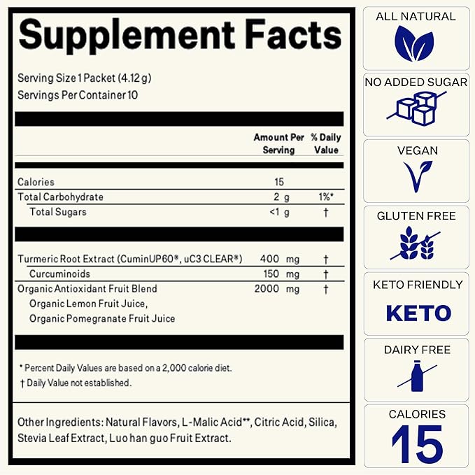 Blueshift Turmeric Citrus Medley - Turmeric Powder Packets for Water Turmeric Curcumin Supplement No Sugar Drink Mix for Natural Recovery Support - Citrus Flavor Powder Sticks (10 Pack)