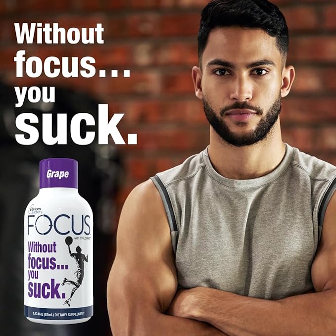 Focus Shots with Trilogine Stay Sharp Zero Sugar Energy Boost 1.93 oz 24 Count Variety Pack Blueberry Grape Flavors