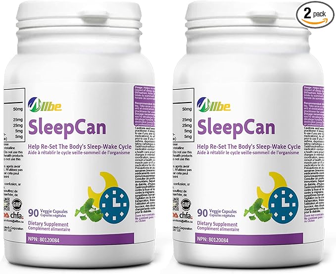 SleepCan Capsules 5mg Melatonin with Phosphatidylserine and L-Theanine 2 Packs of 90 Sleep-Wake Cycle Support Supplements Serving Size: 1 Capsule Once Daily