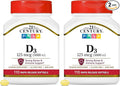 21st Century Healthcare Vitamin D3 125 mcg (5000 IU) Rapid Release Softgels 110 Count (Pack of 2)