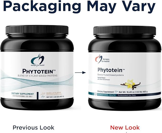 Designs for Health Phytotein Vegan Protein Powder - 20g Organic Rice Sacha Inchi Pumpkin Seed Sunflower Seed &amp Pea Protein Powder Blend - Creamy Texture Vanilla Plant Protein (465g)