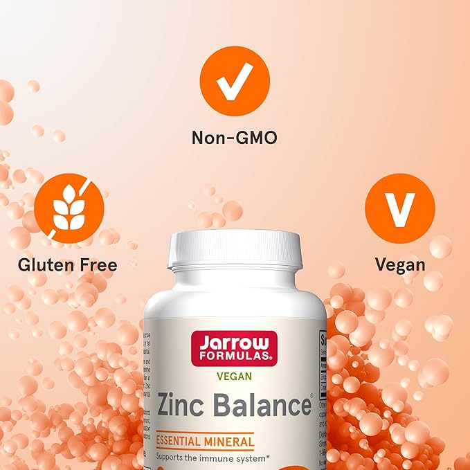 Jarrow Formulas Zinc Balance 15 mg - 100 Servings (Veggie Caps) Includes Copper Essential Mineral for Immune System Support - Immune Support Supp - Gluten Free Zinc Copper Supp - Vegan Pack of 12