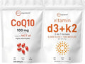 Micro Ingredients Vitamin D3 5000iu + K2 100mcg &amp CoQ10 100mg Softgels Bundle 2 Pack | Essential Sunshine Vitamins | High Absorption Ubiquinone with Coconut MCT Oil