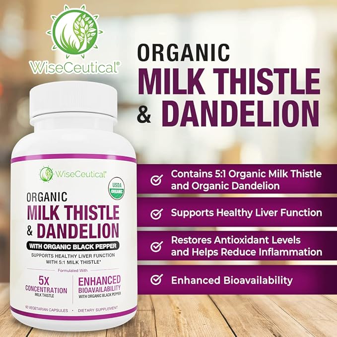 All-Natural Liver and Gut Support | Organic Milk Thistle Organic Dandelion Root &amp Organic Black Pepper | Ginger Artichoke Leaf Extract Deglycerized Licorice Root &amp Patented Zinc Carnosine