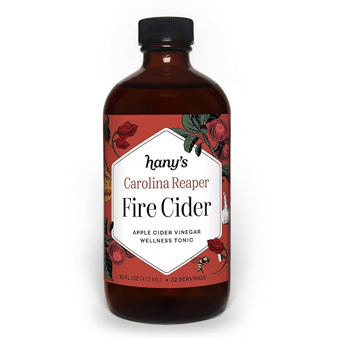 Hany's Harvest Carolina Reaper Fire Cider – 16 fl oz Glass Bottle | All-Natural Small-Batch Handcrafted Non-GMO Gluten-Free