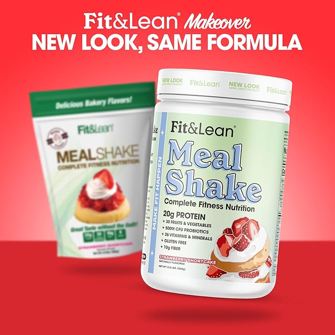 Fit &amp Lean Meal Shake Fat Burning Meal Replacement Protein Fiber Probiotics Strawberry Shortcake 0.8 lbs (365 g)10 Servings Per Container