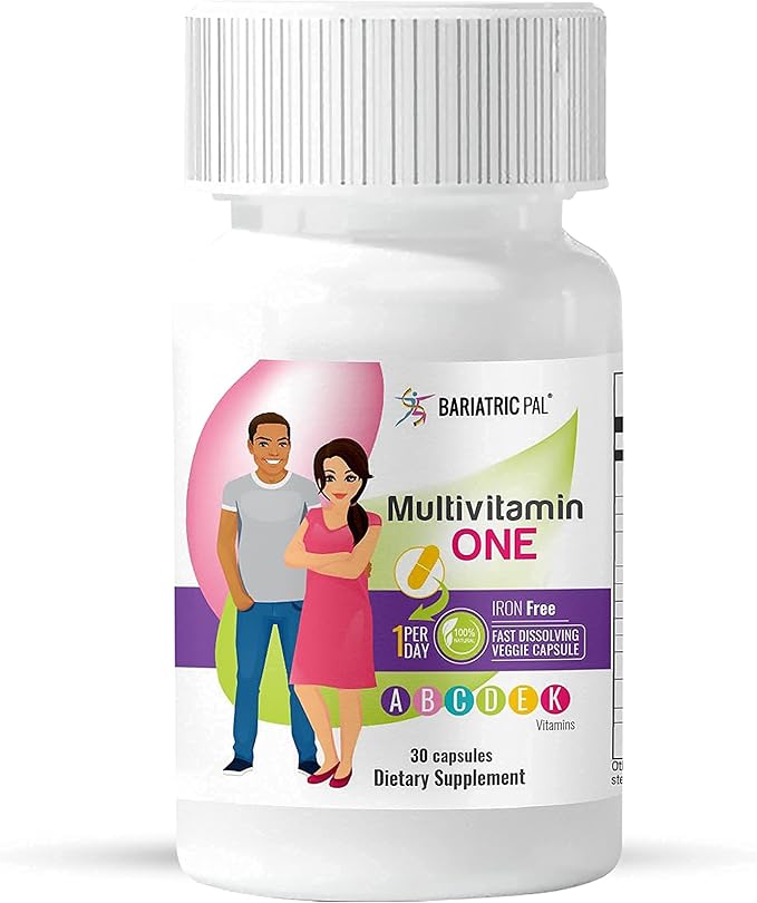 BariatricPal 30-Day Bariatric Vitamin Bundle (Multivitamin ONE 1 per Day! Iron-Free Capsule and Calcium Citrate Soft Chews 500mg with Probiotics - Caramel Apple)