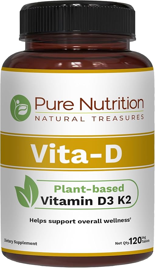 Pure Nutrition Vitamin D3 K2 + Ultra Calcium | Plant-Based D3 from Lichen | 120 Tablets Each