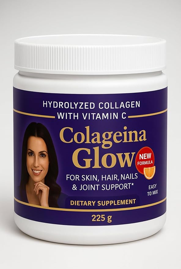 Colageina Glow – Collagen Powder 7.9 oz (225 g) | Daily Use Supplement with Collagen Vitamin C &amp Hyaluronic Acid | Neutral Flavor | Premium Quality Presentation for Everyday Routin Collageina 10