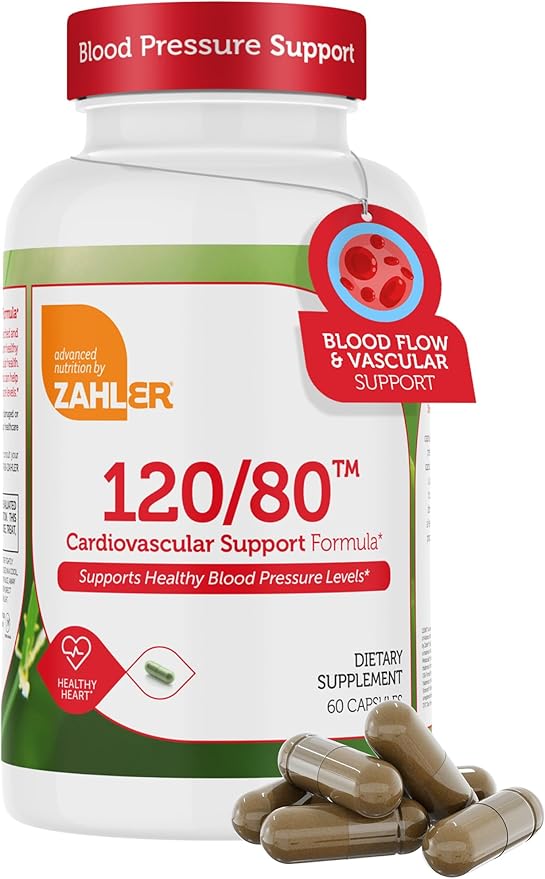 Zahler 120/80 Cardiovascular Support Formula Supports Healthy Blood Pressure Levels 60 Capsules.