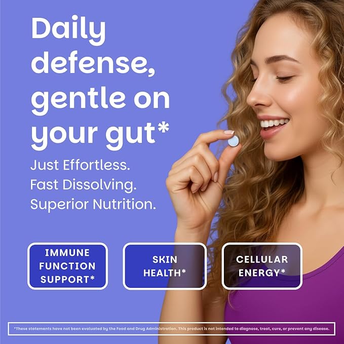 EZ Melts Zinc - Supplement for Immune Digestive &amp Skin Health Support - Non-GMO Vegan &amp Gluten-Free - Blueberry Blast - 120 Dissolvable Tablets (120 Servings)